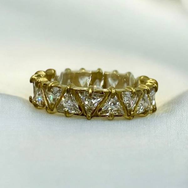 Δαχτυλίδι ολόβερο από ανοξείδωτο ατσάλι με διαμάντια χρώμα χρυσό-D-288