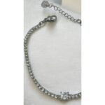 Βραχιόλι από ανοξείδωτο ατσάλι με ζιργκον χρώμα ασημί-BR-352 - Image 2