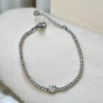 Βραχιόλι από ανοξείδωτο ατσάλι με ζιργκον χρώμα ασημί-BR-