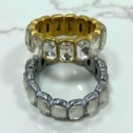 Ατσάλινο βεράκι με πέτρες κρυστάλλου χρώμα χρυσό-D-282 - Image 2