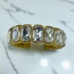 Ατσάλινο βεράκι με πέτρες κρυστάλλου χρώμα χρυσό-D-282 - Image 3