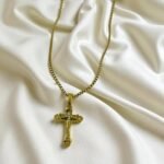 Κολιέ Σταυρός unisex από ανοξείδωτο ατσάλι xρώμα χρυσό-Κ-