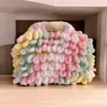 Χειροποίητη τσάντα Puffy πλεγμένη με τα δάχτυλα Πολύχρωμη-PL-119-5862 - Image 2