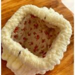 Χειροποίητη τσάντα puffy MINI πλεγμένη με τα δάχτυλα χρώμα Κίτρινο ανοιχτο 13-PL-120 - Image 2