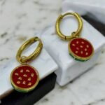 Σκουλαρίκια καρπούζι από ανοξείδωτο ατσάλι χρώμα χρυσό-SK-