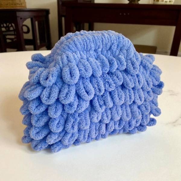 Χειροποίητη πλεκτή τσάντα Puffy Mini χρώμα Γαλάζιο-PL-120-289