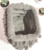 Χειροποίητη πλεκτή τσάντα Puffy χρώμα Γκρι ανοιχτο-PL-116-302 - Image 2