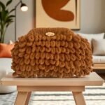 Χειροποίητη πλεκτή τσάντα Puffy χρώμα Καφέ-PL-116-321 - Image 3