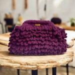 Χειροποίητη πλεκτή τσάντα Puffy χρώμα Μελιτζανί-PL-116-111