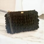 Χειροποίητη πλεκτή τσάντα φάκελος puffy χρώμα Μαύρο-PL-patra πατρα