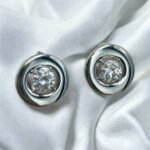 Σκουλαρίκια καρφωτά ατσάλινα με διαμαντάκι .ασημί-SK-