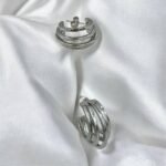 Σκουλαρίκια πενταπλός κρίκος από ανοξείδωτο ατσάλι χρώμα χρυσό-SK-