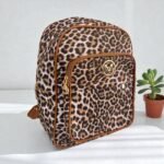 Ευρύχωρο σακίδιο πλάτης animalprint Καφέ χρώμα-TS-