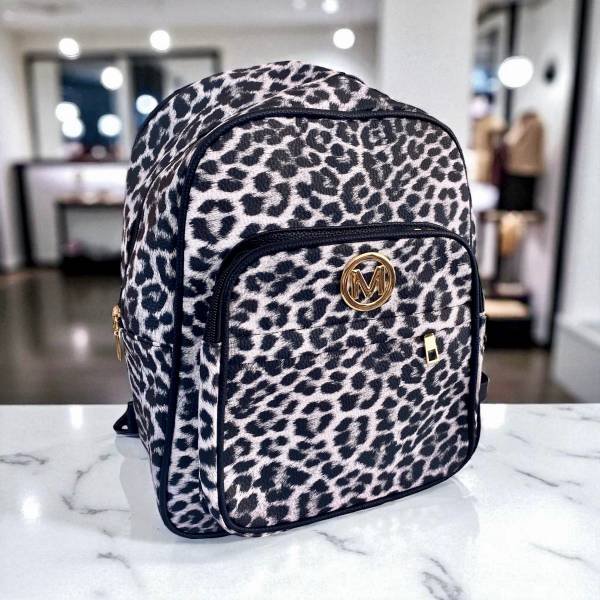 Ευρύχωρο σακίδιο πλάτης animalprint Μαύρο χρώμα-TS-