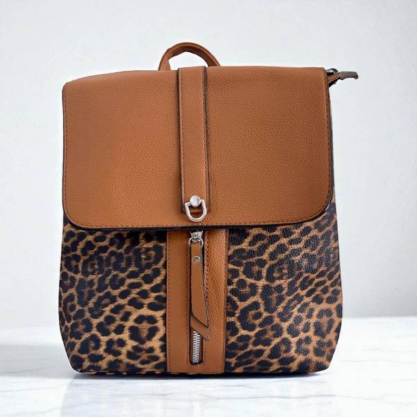 Σακίδιο πλάτης animalprint Καφέ χρώμα-TS-
