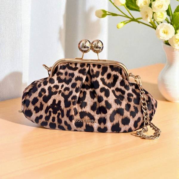 Τσαντάκι Κλατς animalprint χρυσό-TS-