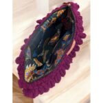 Χειροποίητη πλεκτή τσάντα Puffy φάκελος XL 35x25cm χρώμα Μελιτζανί-PL-133-111 - Image 2