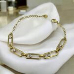 Βραχιόλι από ανοξείδωτο ατσάλι με ζιργκον χρώμα χρυσό-BR-