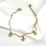 Βραχιόλι λουλουδάκια από ανοξείδωτο ατσάλι με ζιργκον χρώμα χρυσό-BR-