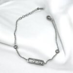 Βραχιόλι από ανοξείδωτο ατσάλι με ζιργκον χρώμα ασημί-BR-