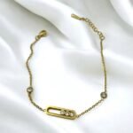 Βραχιόλι από ανοξείδωτο ατσάλι με ζιργκον χρώμα χρυσό-BR-