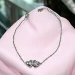 Βραχιόλι καρδιές από ανοξείδωτο ατσάλι με ζιργκον χρώμα ασημί-BR-