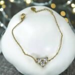 Βραχιόλι με καρδιά από ανοξείδωτο ατσάλι χρώμα χρυσό-BR-