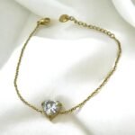 Βραχιόλι με καρδιά από ανοξείδωτο ατσάλι χρώμα χρυσό-BR-