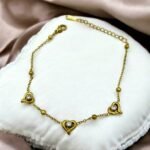 Βραχιόλι με καρδιές από ανοξείδωτο ατσάλι χρώμα χρυσό-BR-