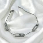 Βραχιόλι από ανοξείδωτο ατσάλι με ζιργκον χρώμα ασημί-BR-