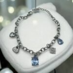 Βραχιόλι από ανοξείδωτο ατσάλι με κρεμαστά στοιχεία χρώμα ασημί-BR-