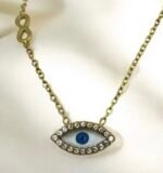 Κολιέ μάτι {άπειρο}από ανοξείδωτο ατσάλι με ζιργκον χρώμα χρυσό-K-673 - Image 2