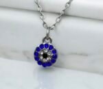 Κολιέ μάτι από ανοξείδωτο ατσάλι χρώμα ασημί-K-670 - Image 2