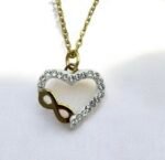 Κολιέ καρδιά από ανοξείδωτο ατσάλι με ζιργκον χρώμα χρυσό-K-668 - Image 2