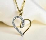 Κολιέ καρδιά από ανοξείδωτο ατσάλι με ζιργκον χρώμα χρυσό-K-667 - Image 2