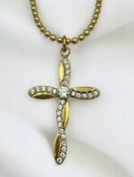 Κολιέ Σταυρός από ανοξείδωτο ατσάλι με ζιργκον xρώμα χρυσό-Κ-703 - Image 2