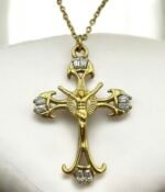 Κολιέ Σταυρός από ανοξείδωτο ατσάλι με ζιργκον xρώμα χρυσό-Κ-696 - Image 2