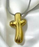 Κολιέ Σταυρός από ανοξείδωτο ατσάλι δίχρωμο χρυσό/ασημί-Κ-693 - Image 2