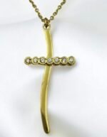Κολιέ Σταυρός από ανοξείδωτο ατσάλι με ζιργκον xρώμα χρυσό-Κ-689 - Image 2