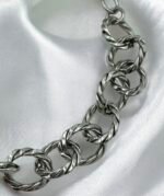 Βραχιόλι χοντρή αλυσίδα από ανοξείδωτο ατσάλι χρώμα ασημί-BR-393 - Image 2
