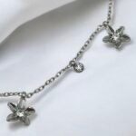 Βραχιόλι λουλουδάκια από ανοξείδωτο ατσάλι με ζιργκον χρώμα ασημί-BR-385 - Image 2