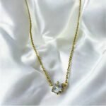 Κολιέ με διαμαντάκι από ανοξείδωτο ατσάλι χρώμα χρυσό-K-