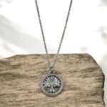 Κολιέ δέντρο της ζωής ανοξείδωτο ατσάλι με ζιργκον χρώμα ασημί-K-