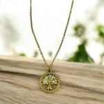 Κολιέ δέντρο της ζωής ανοξείδωτο ατσάλι με ζιργκον χρώμα χρυσό-K-