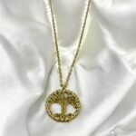 Κολιέ δέντρο της ζωής ανοξείδωτο ατσάλι με ζιργκον χρώμα χρυσό-K-