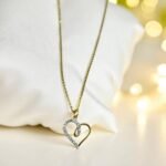 Κολιέ καρδιά από ανοξείδωτο ατσάλι με ζιργκον χρώμα χρυσό-K-