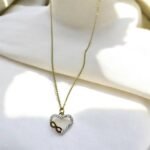 Κολιέ καρδιά από ανοξείδωτο ατσάλι με ζιργκον χρώμα χρυσό-K-