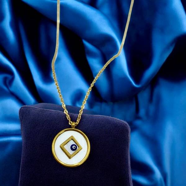 Κολιέ μάτι {φίλντισι}από ανοξείδωτο ατσάλι χρώμα χρυσό-K-