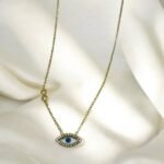 Κολιέ μάτι {άπειρο}από ανοξείδωτο ατσάλι με ζιργκον χρώμα χρυσό-K-