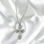 Κολιέ Σταυρός από ανοξείδωτο ατσάλι με ζιργκον xρώμα ασημί-Κ-